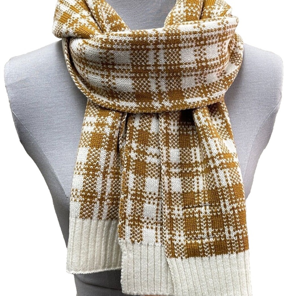 Timberland White and Tan Plaid Scarf UNISEX